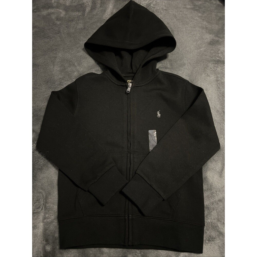 Boys Size 5 Polo Ralph Lauren Boy's Fleece Full-Zip Hoodie Black NWOT